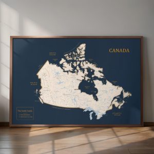 Push Pin Canada Map: Framed Canvas Travel Keepsake