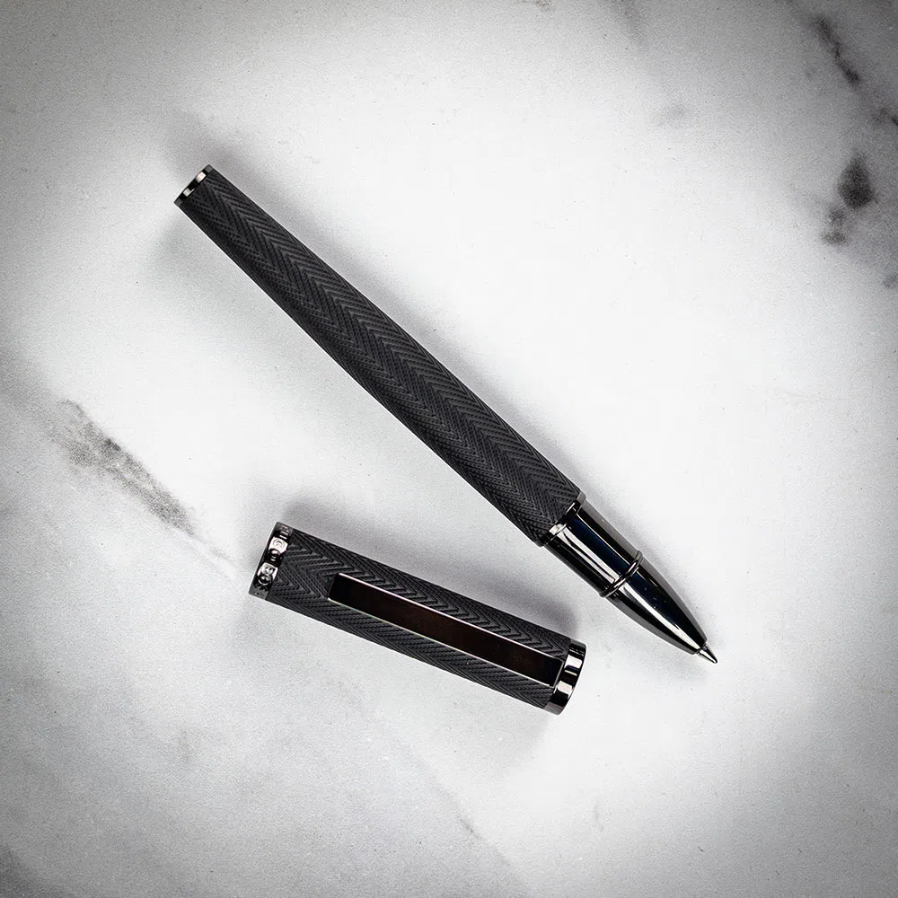 Hugo Boss Formation Rollerball Pen Herringbone - Gunmetal Black - Image 2