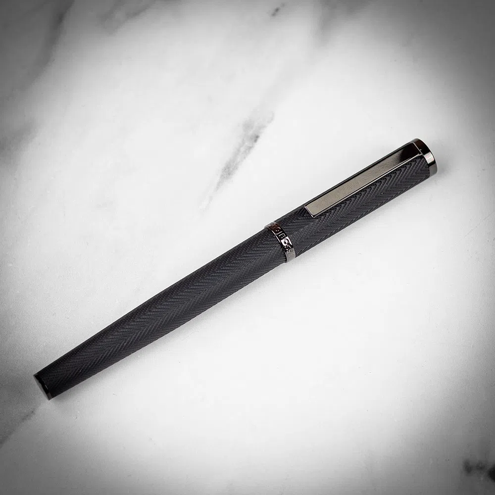 Hugo Boss Formation Rollerball Pen Herringbone - Gunmetal Black - Image 4