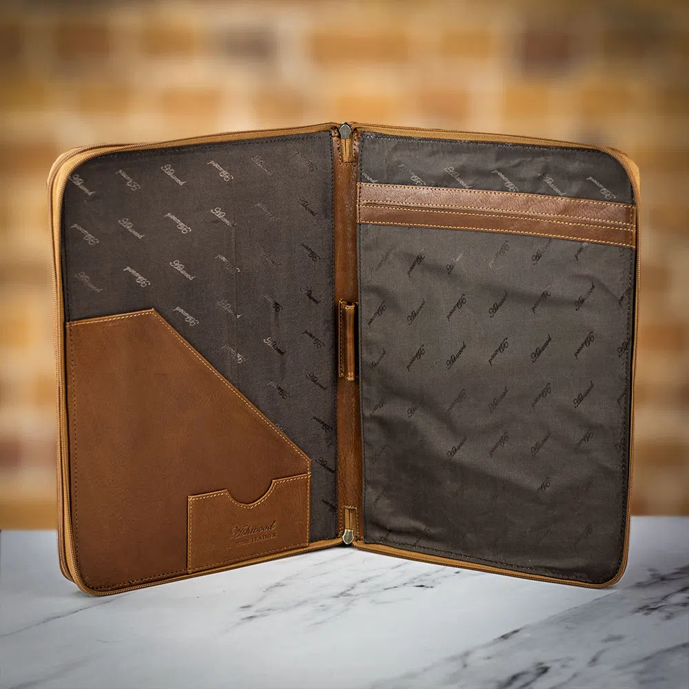 Ashwood A4 Double Zip Leather Tablet Folio - Image 2