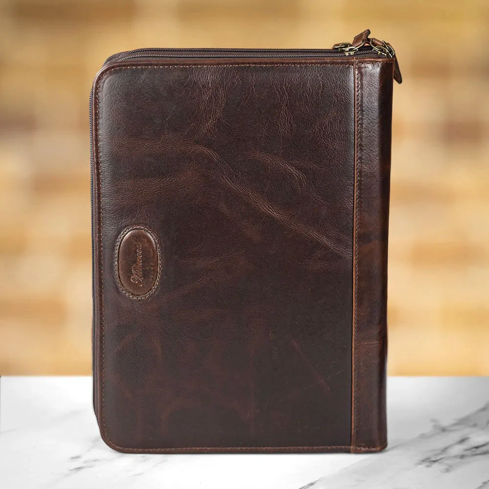Ashwood A4 Double Zip Leather Tablet Folio - Image 4